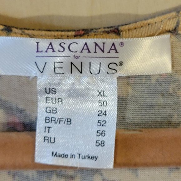 Lascana Venus Orange Gray Print Waterfall Maxi Dress Size XL - Picture 3 of 9